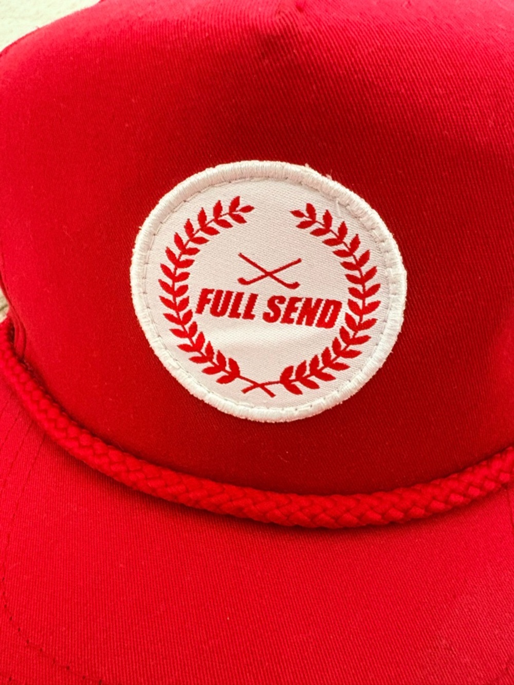 Full Send Red Rope-Trim Snapback Hat - Picture 3 of 4